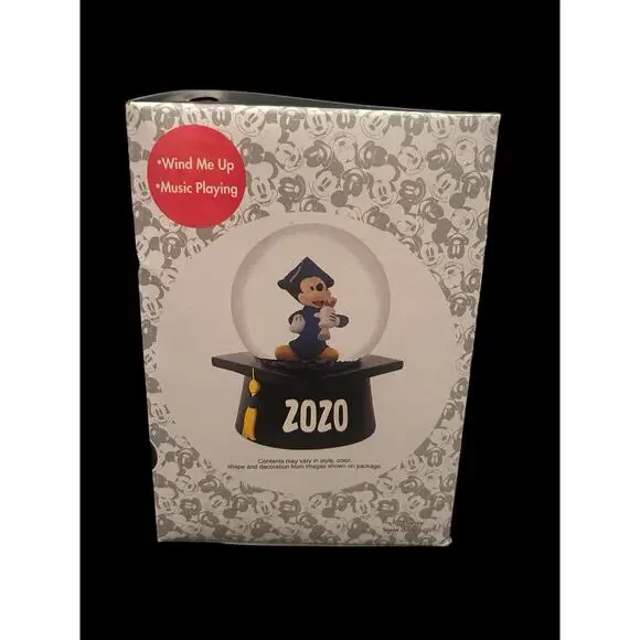 Disney Mickey & Minnie Mouse in Cap & Gown 2020 Grad Boxed‎ Musical Water Globes - Picture 5 of 6